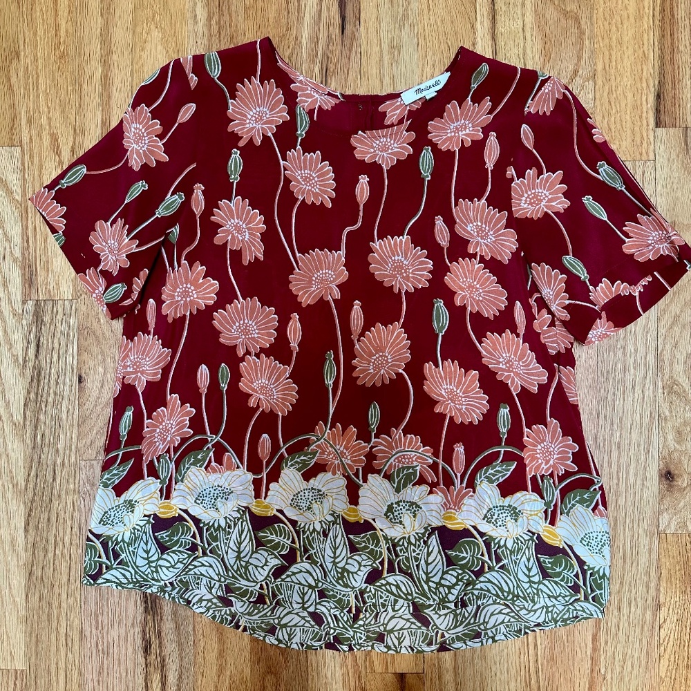 Silk button-back top